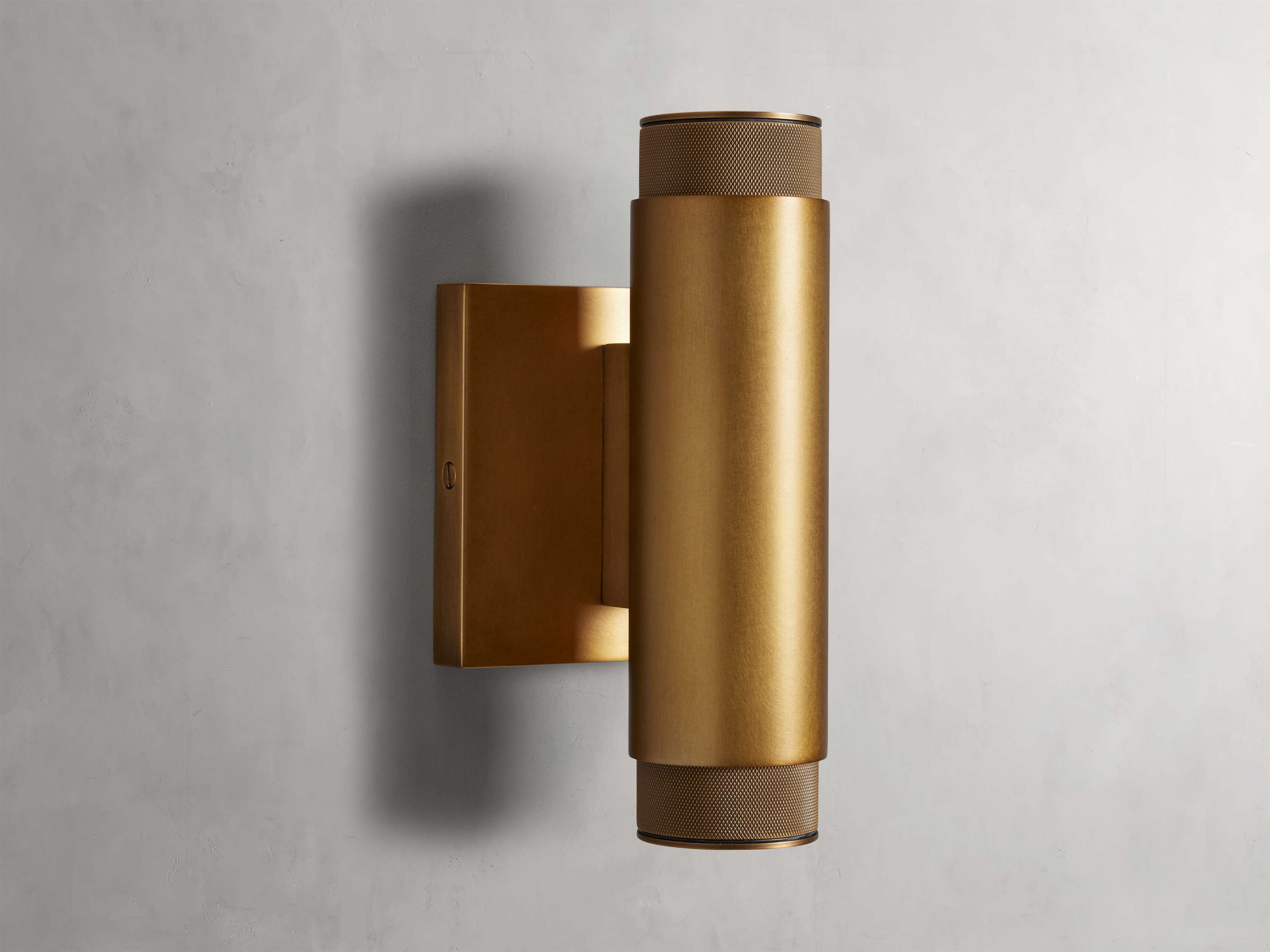 Spotlight Exterior Sconce in Brass, Outdoor Wall Light, 5" w x 1" d x 5" h