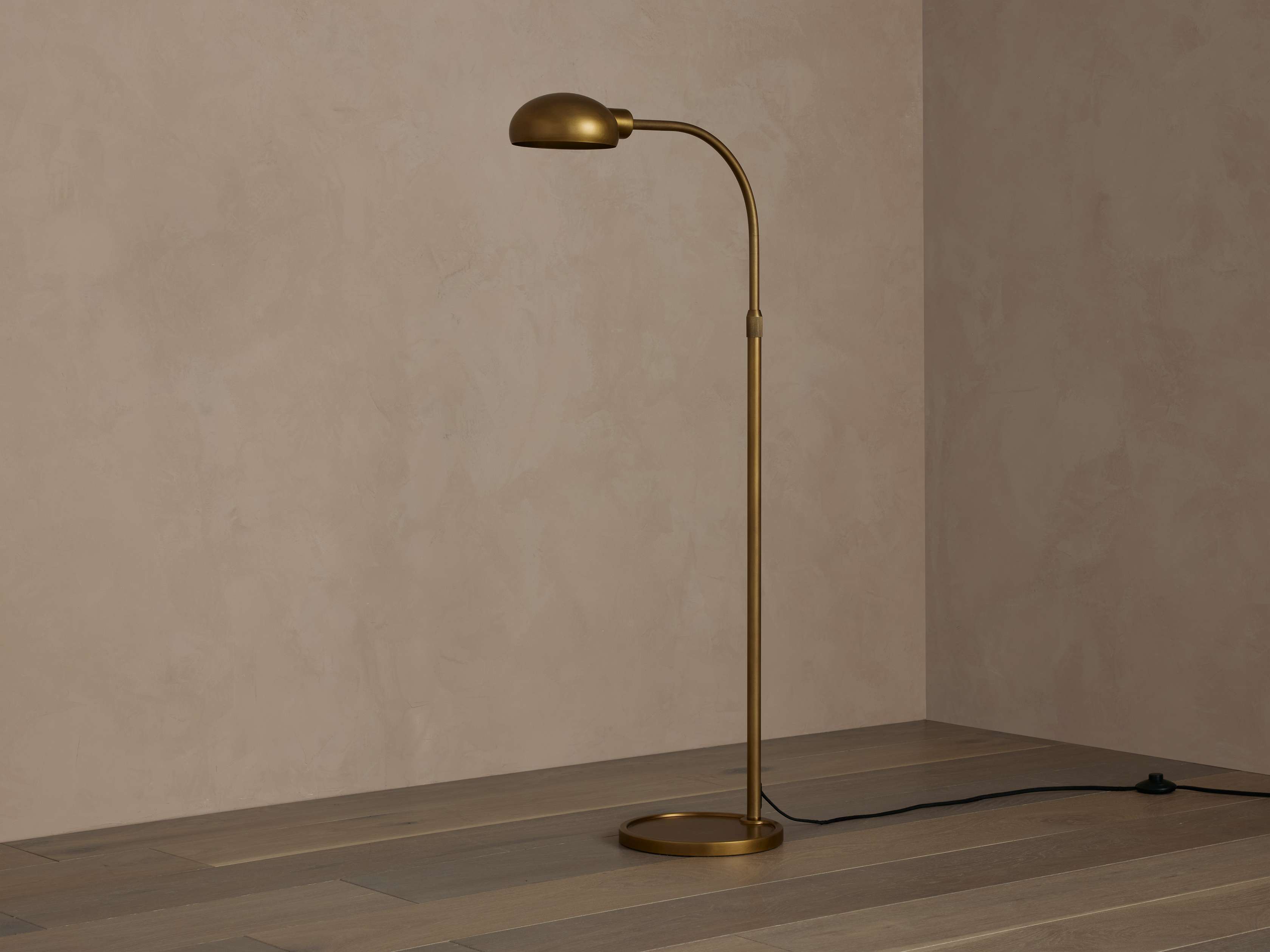 Close-up angle of Bergamo Task Floor Lamp showing form and material detail