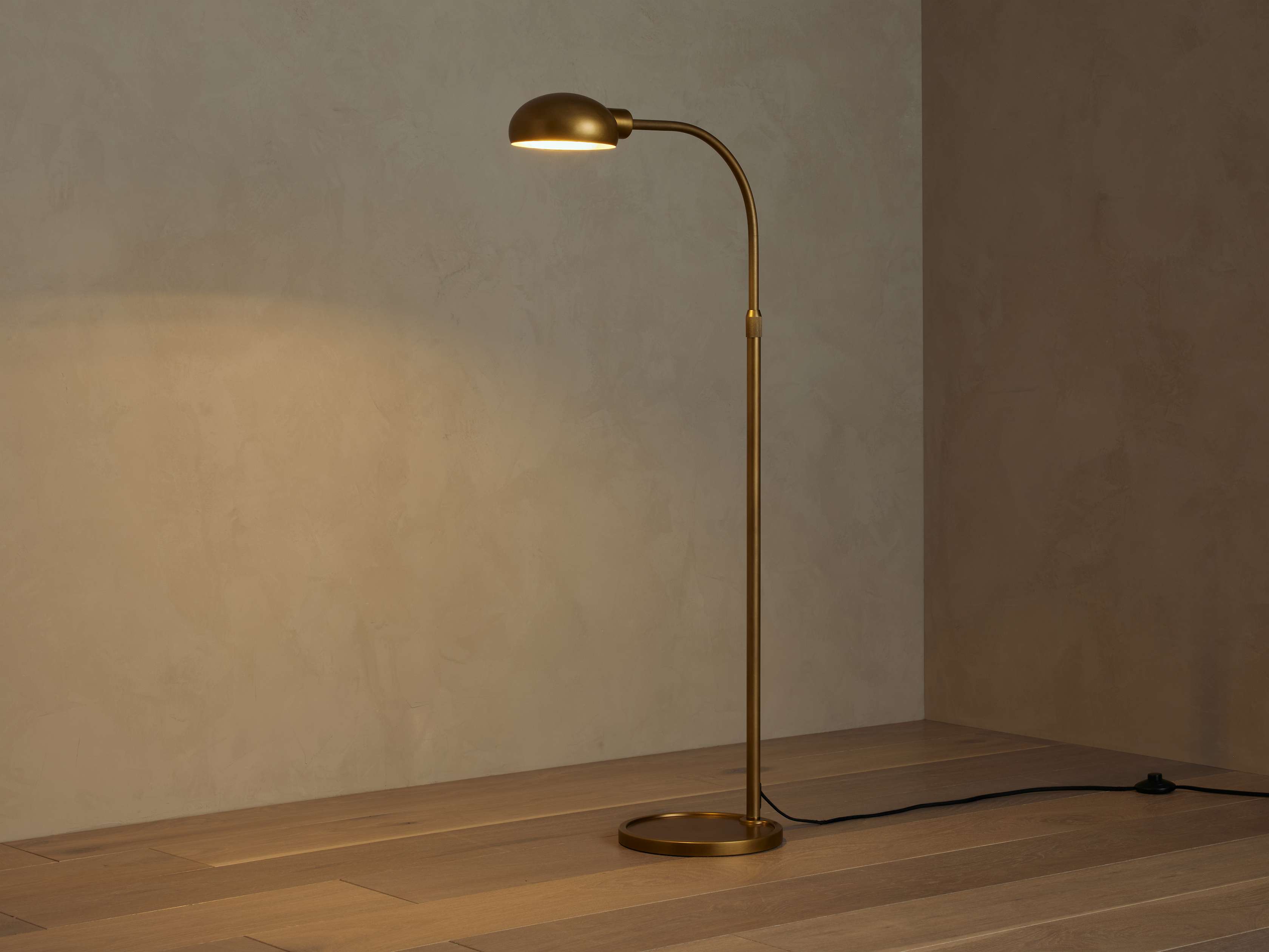 brass floor lamp shown as a main product image for reading corners