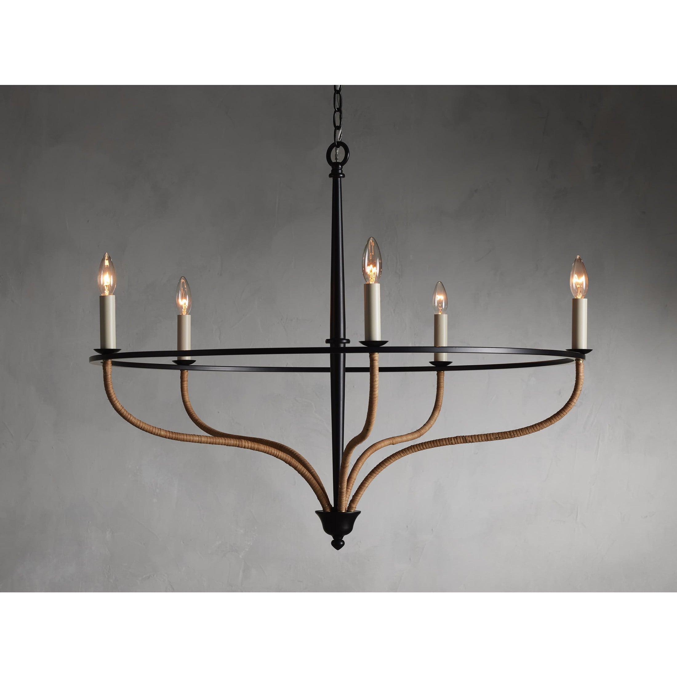 Rosalind Rattan Chandelier in Black