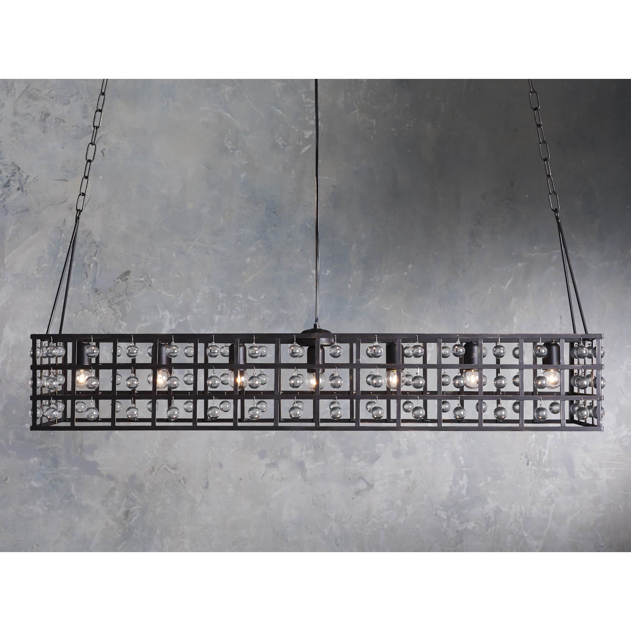 La Cage 50" Rectangular Chandelier in Bronze