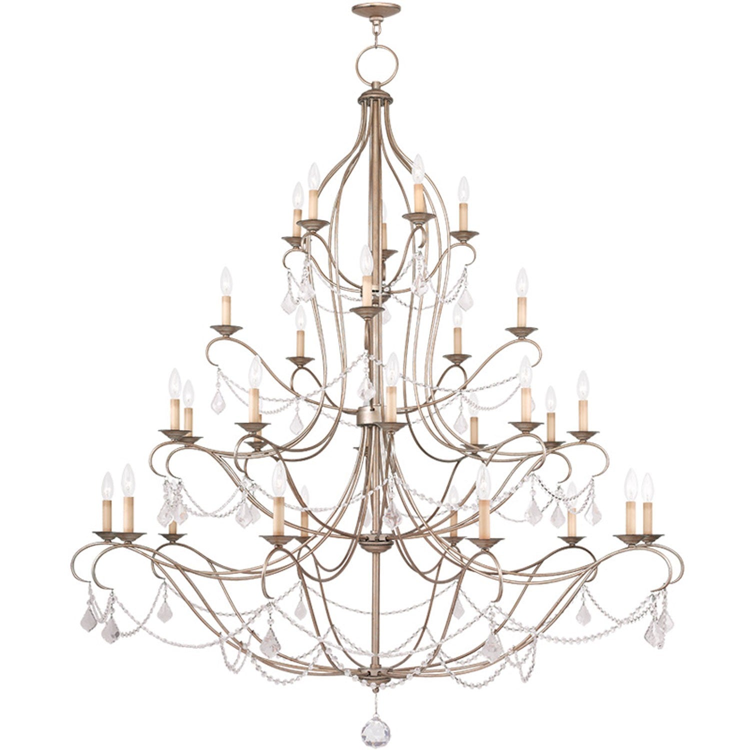 Chesterfield Silver Leaf 30-Light Chandelier