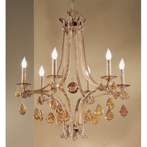 Mediterranean Leather Six-Light Chandelier with French