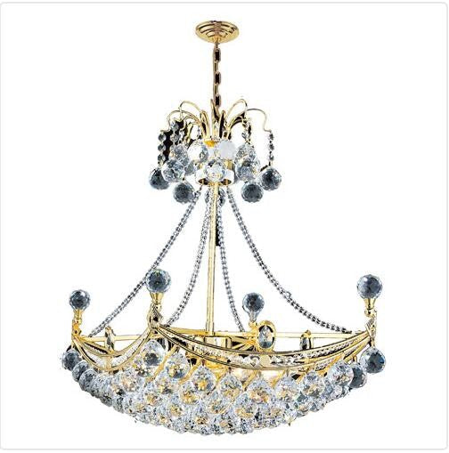 Six-Light Gold with Clear-Crystals Chandelier