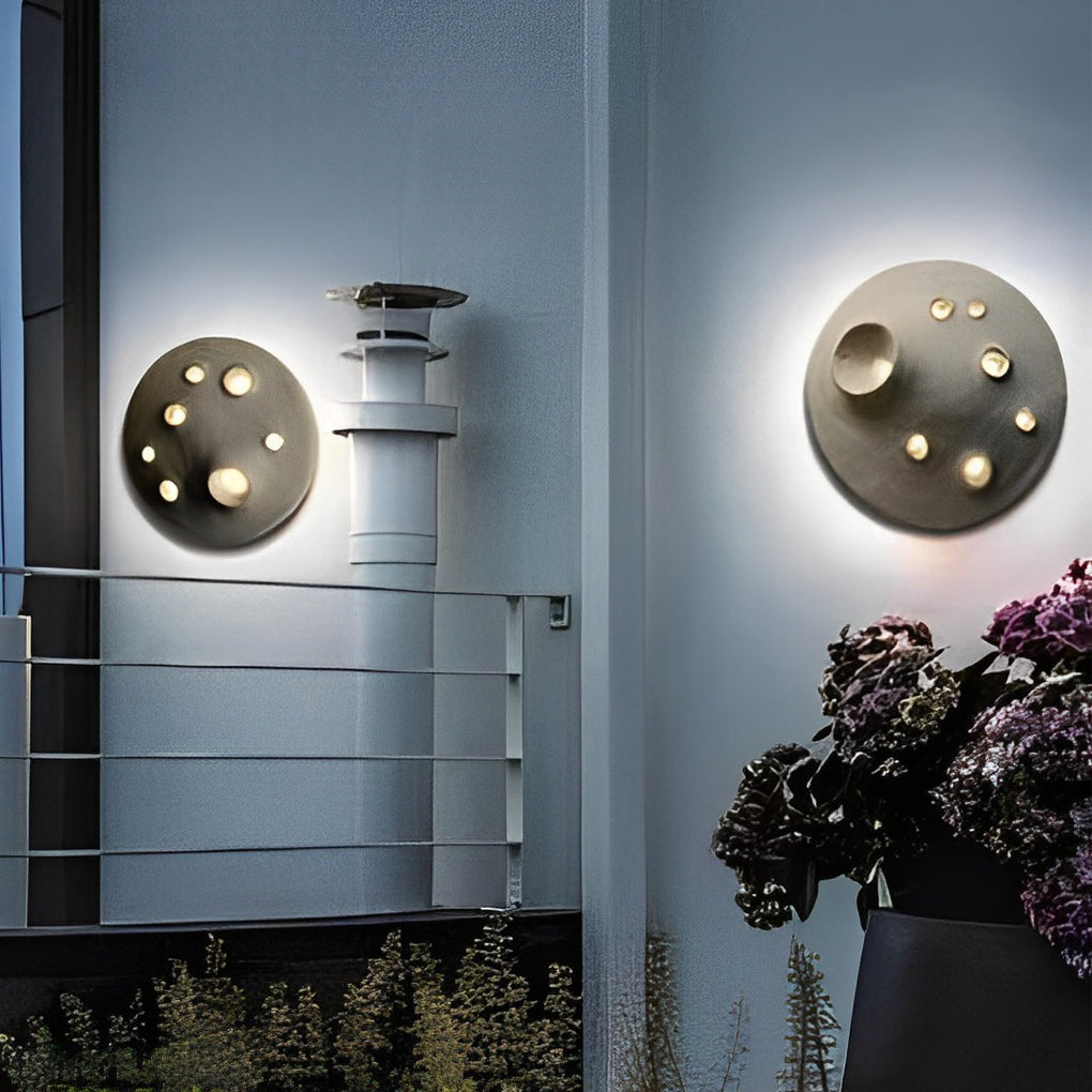 Circular Creative Cement Lunar Crater Waterproof LED Exterior Wall Light, Outdoor Wall Light, detail 6