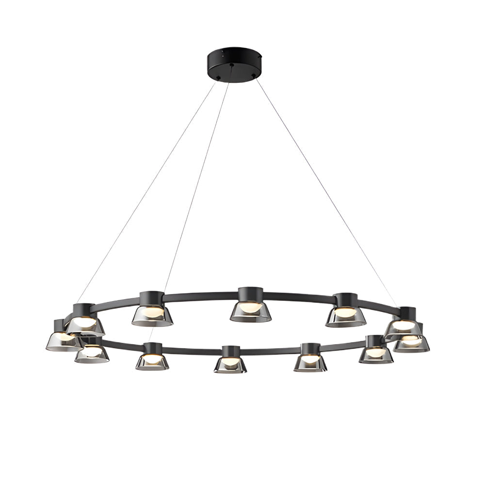 Ring LED with Smoke Gray Glass Chandelier