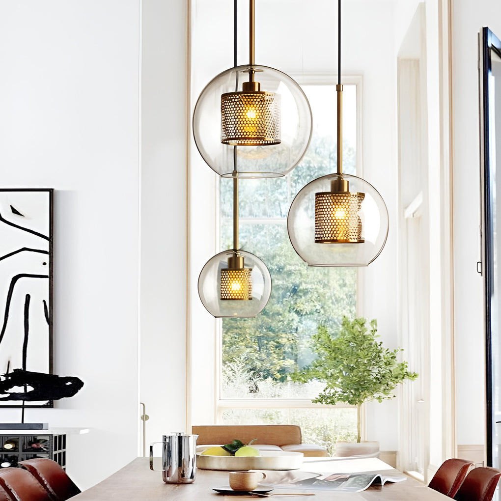 Minimalist Round Glass LED Industrial Light Chandelier
