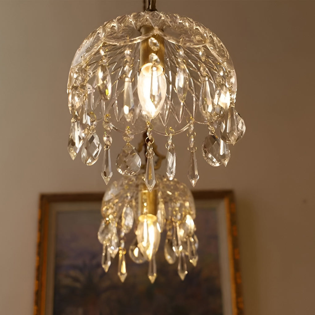 Retro Glass Crystal LED Gold Lights Chandelier