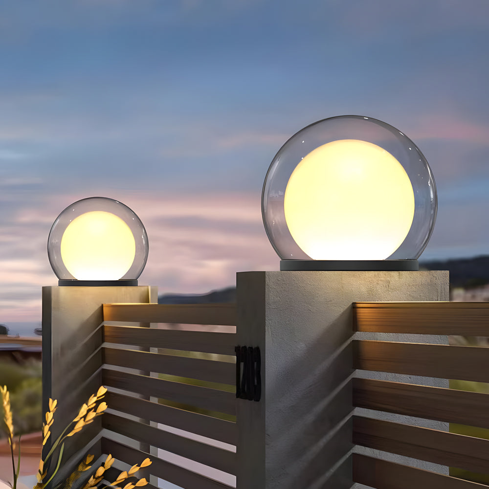 Solar Bubble Lunar Post Light Waterproof Globe Outdoor