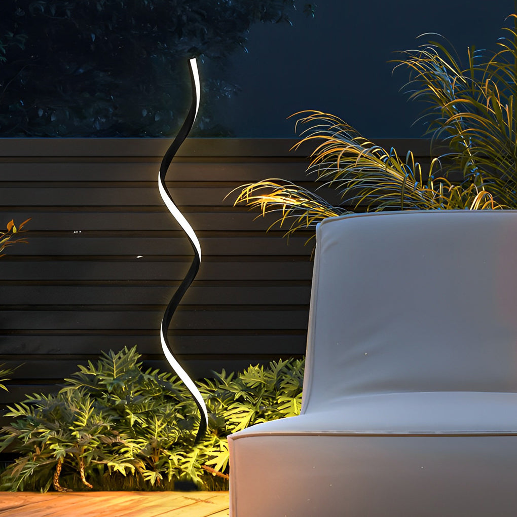 Creative Twisted Seaweed Shaped Waterproof LED Contemporary Solar Lawn, lighting fixture, detail angle 5, Tianguang Select