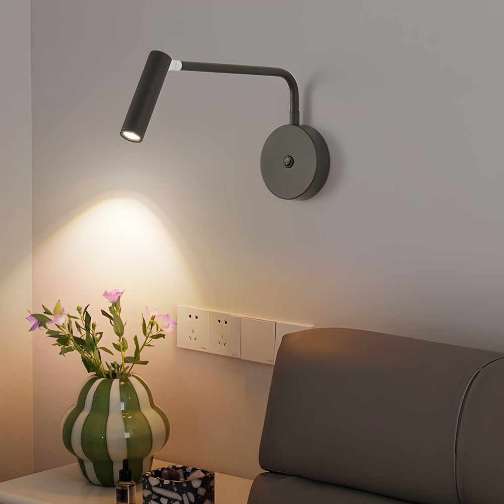 Black/White Tube LED Pivot Arm Wall Light, detail angle 6, Tianguang Select