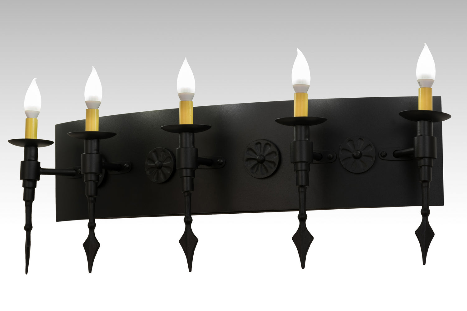 Warwick 5-Light 12.00" Black Textured Wall Sconce front view