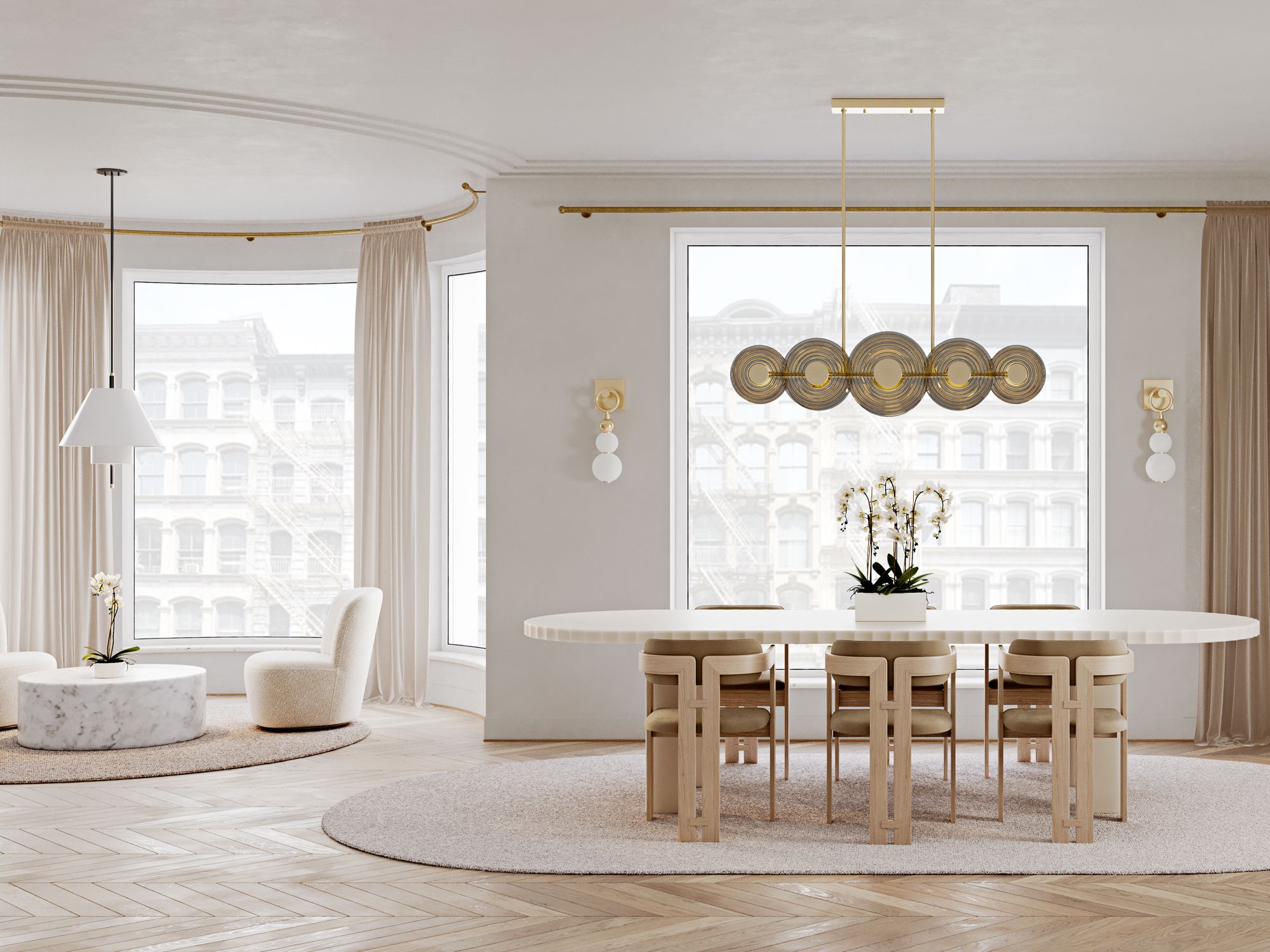 Griston 53" Wide Aged Brass 10-Light LED Linear Pendant