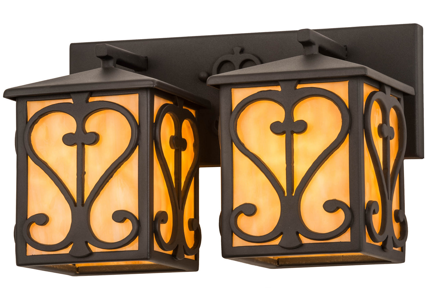 2-Light 9.00" Wrought Iron Wall Sconce front view