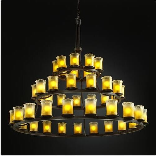 Forty-Five-Light Three-Tier Ring Chandelier