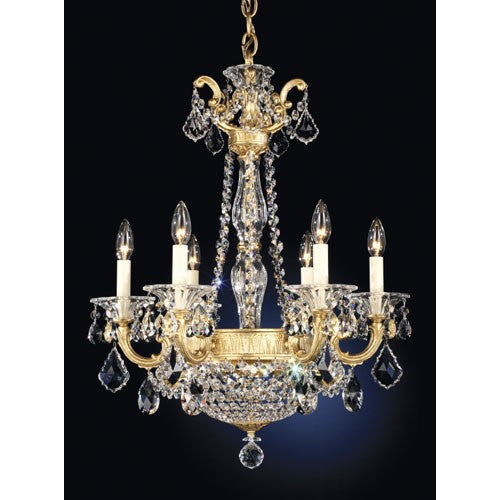 Gold Eight-Light Clear Spectra Crystal Chandelier
