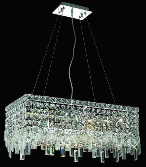 Six-Light Contemporary Crystal Chandelier Chrome Plated