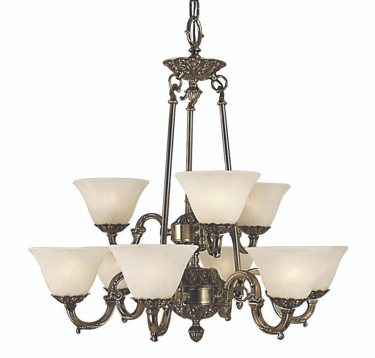 Napoleonic Chandelier, 6-Light, White, White Marble Glass Shade, 28"W (7886 MB/WH YCWY)