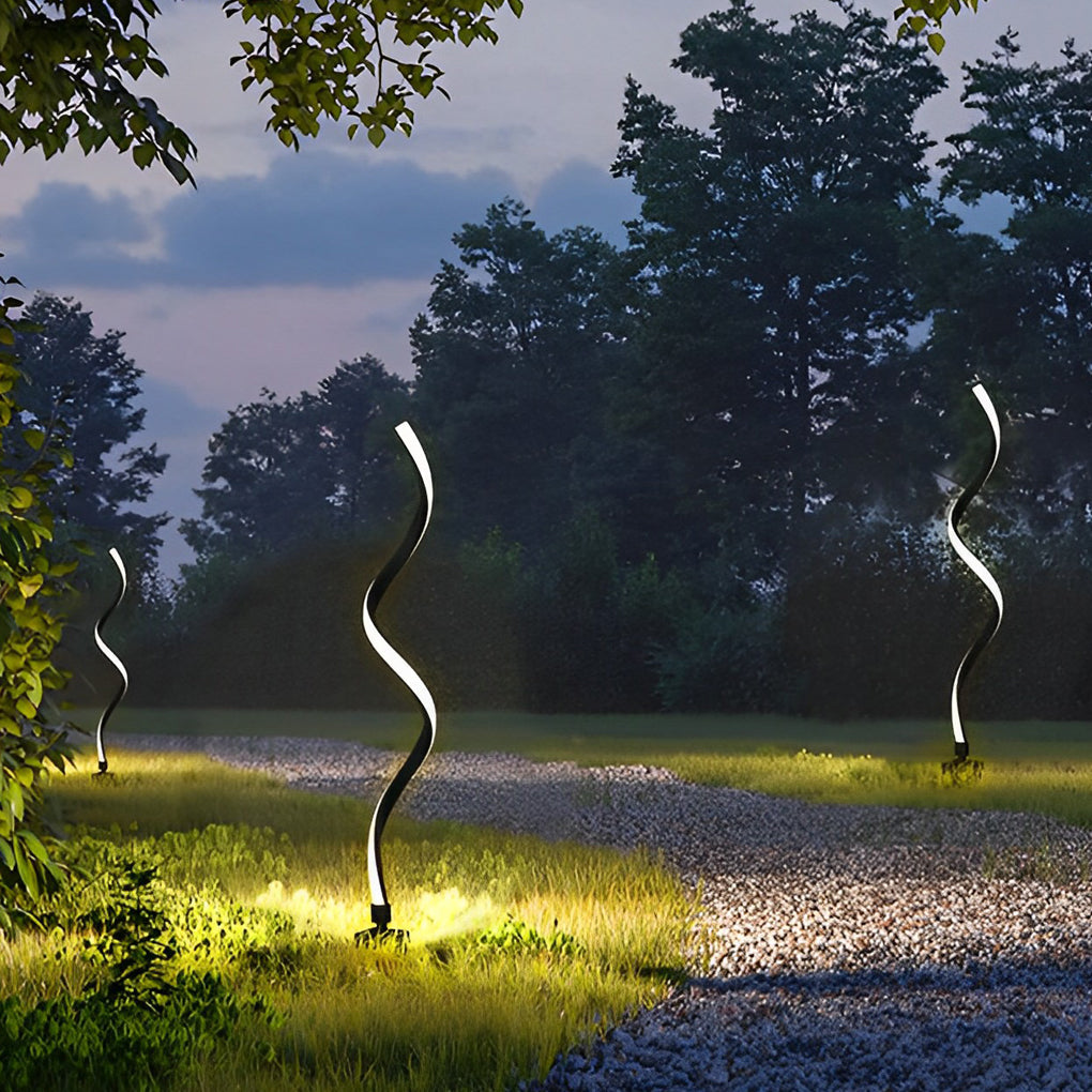 Creative Twisted Seaweed Shaped Waterproof LED Contemporary Solar Lawn, lighting fixture, detail angle 4, Tianguang Select