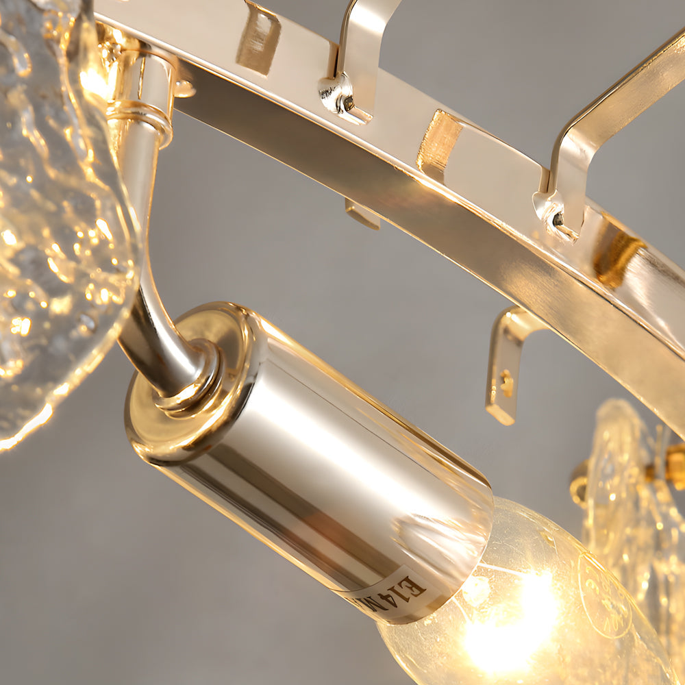 Handmade Leaf Glass Round 3 Step Dimming Chandelier