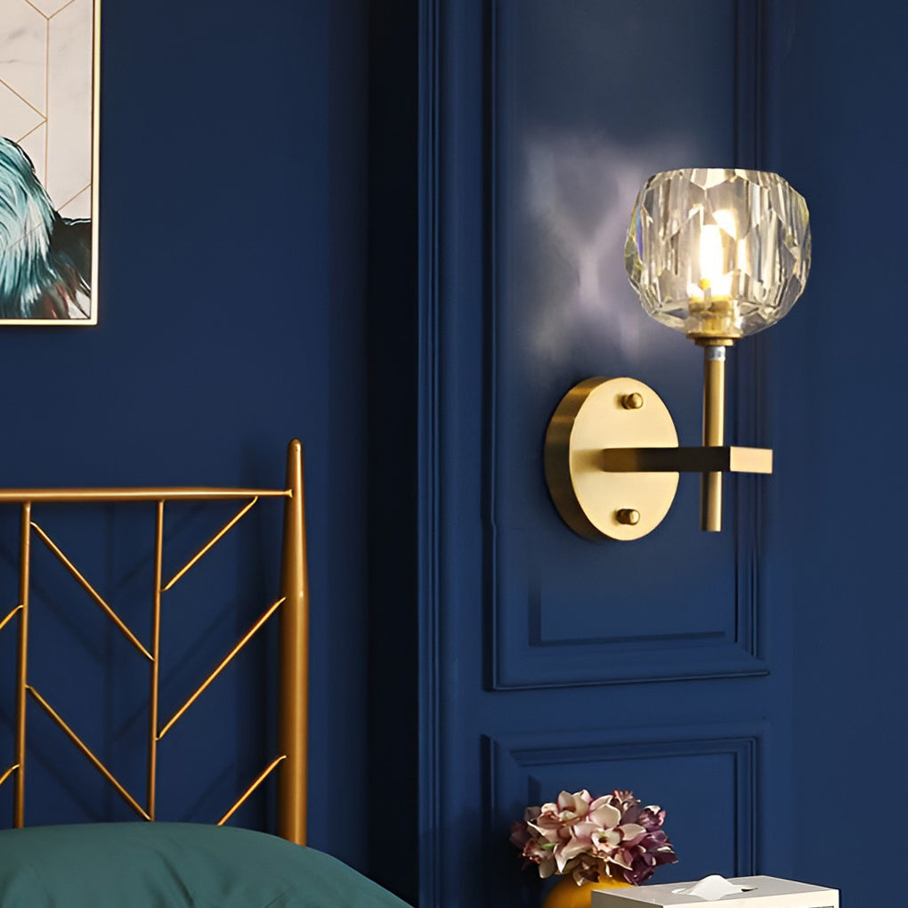 Ball-shaped LED Crystal Gold Postmodern Plug in Sconce Lighting Wall Light - 18" Copper, Plug-In Wall Sconce, detail 3