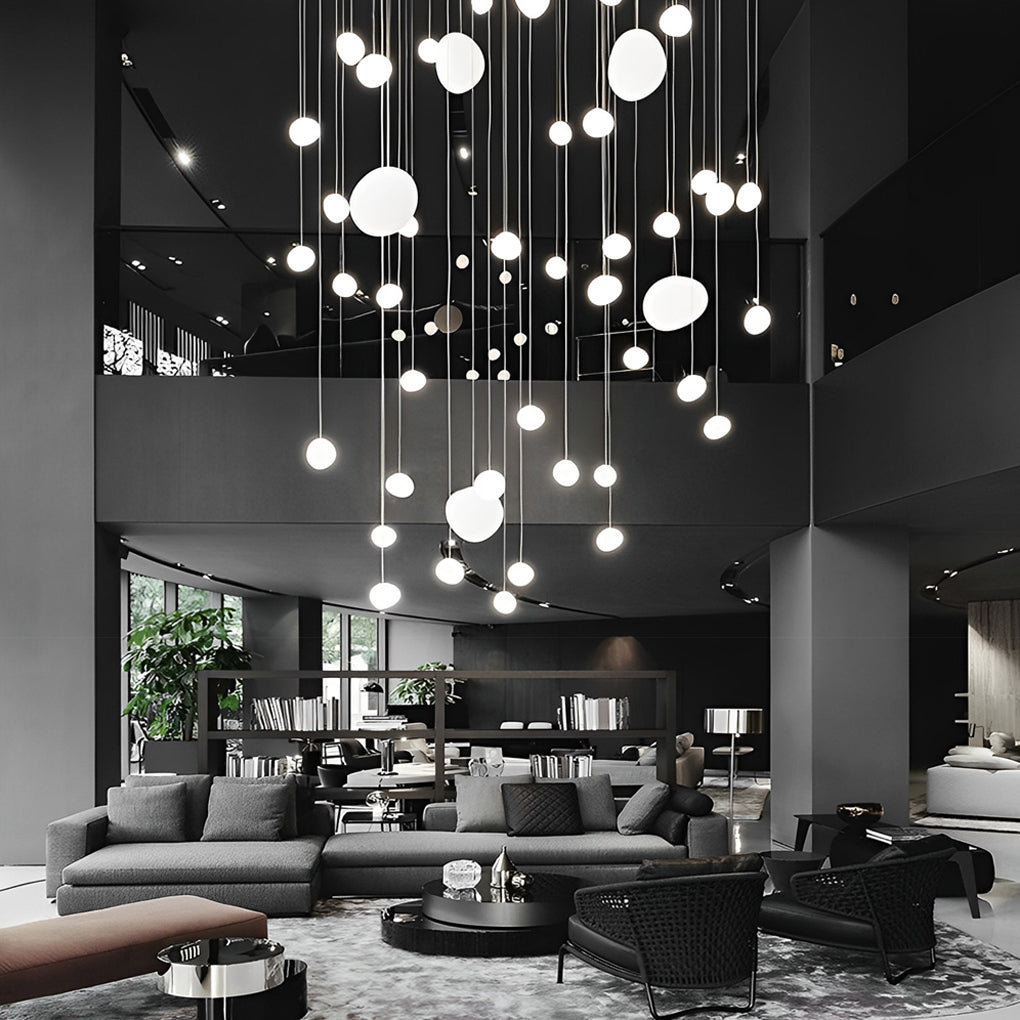 Glass Round Ball LED White Chandelier