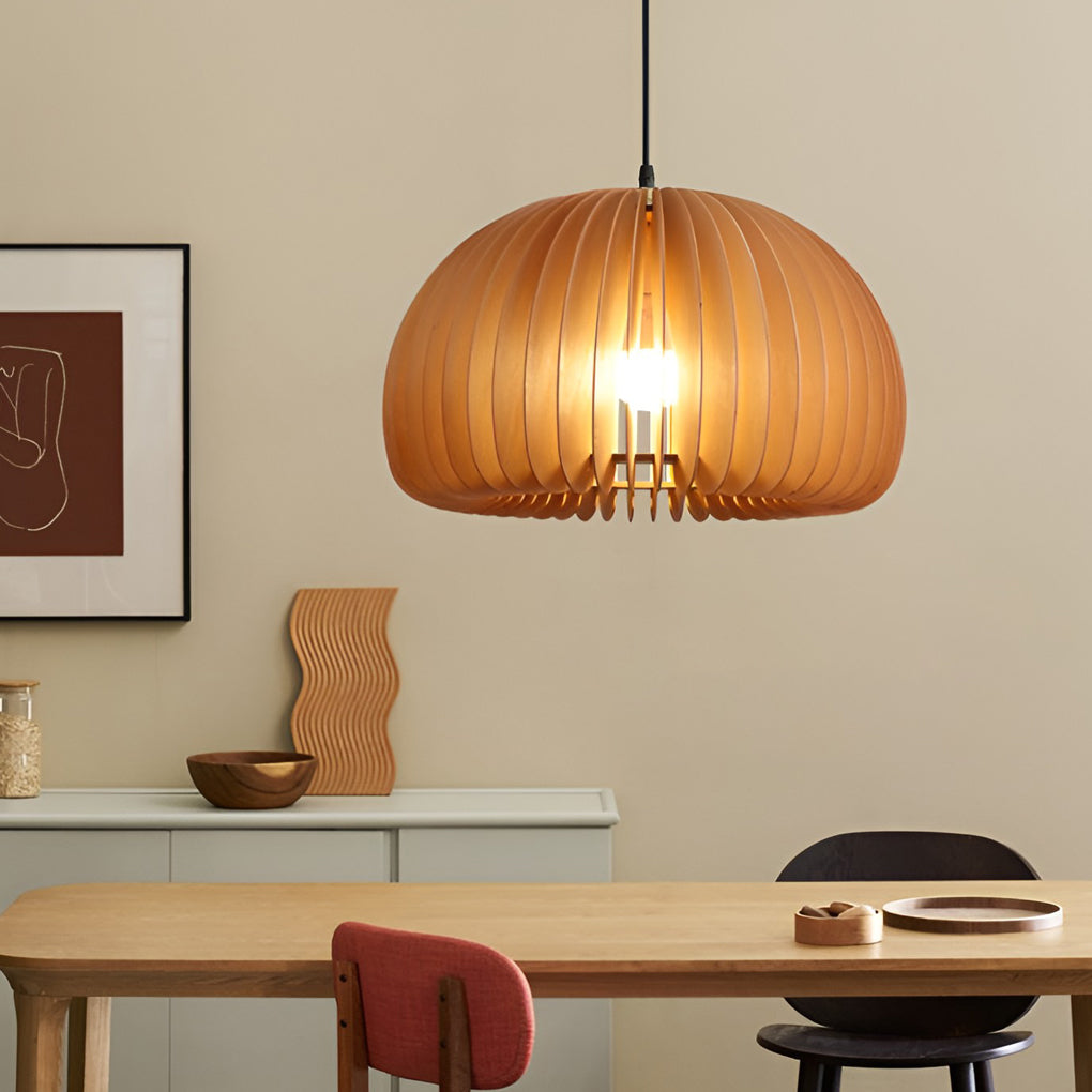 Wood Pumpkin-Shaped Retro Nordic Chandelier