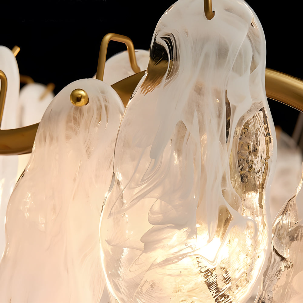Round Long Wave Glass Clouds 3 Step Dimming Chandelier