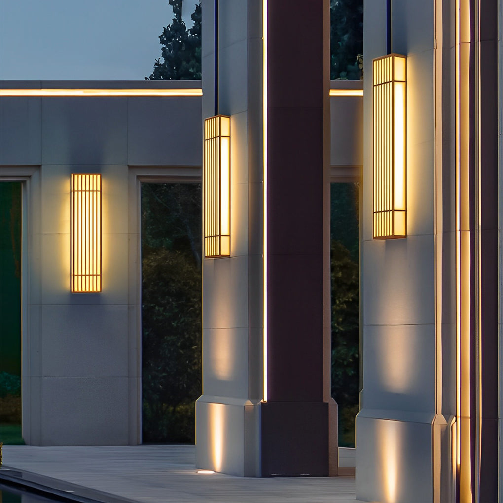Retro Vertical Stripe Grid LED Waterproof Brown Exterior Wall Light, Outdoor Wall Light, detail 6