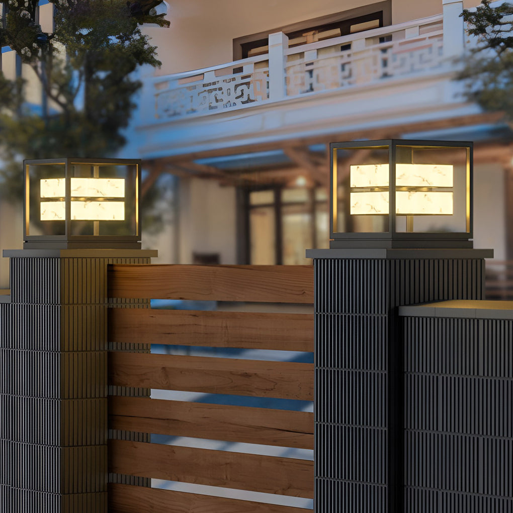 Square LED Waterproof Contemporary Solar Deck Post Lights Pillar Light, lighting fixture, main view, Tianguang Select