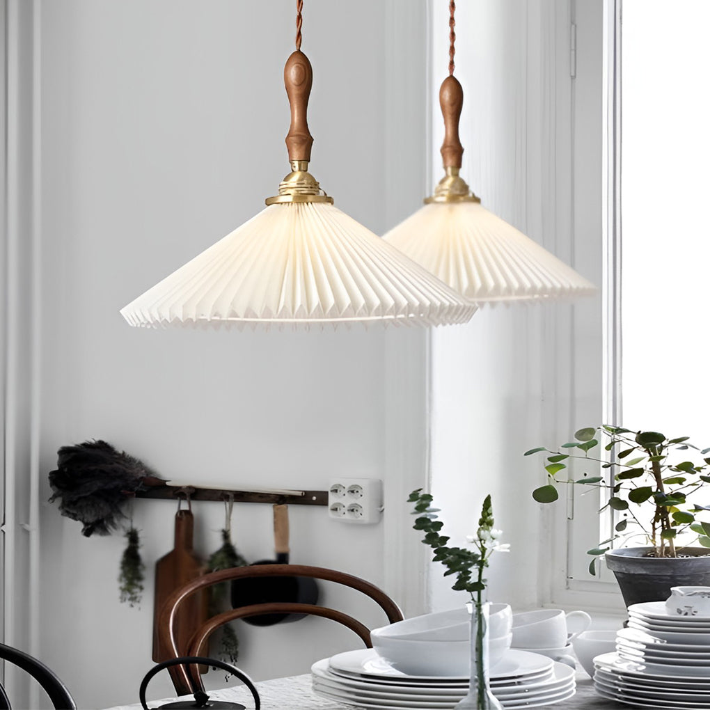 Classic Pleated Shaped LED White Nordic Chandelier
