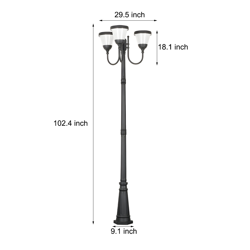 3-Light Black Traditional Outdoor Street Lights