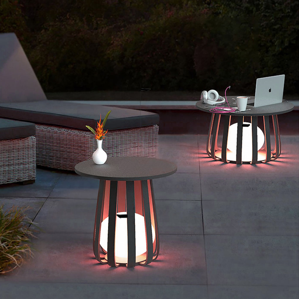 Round Waterproof RGB Iron Small Coffee Table Floor Lamp