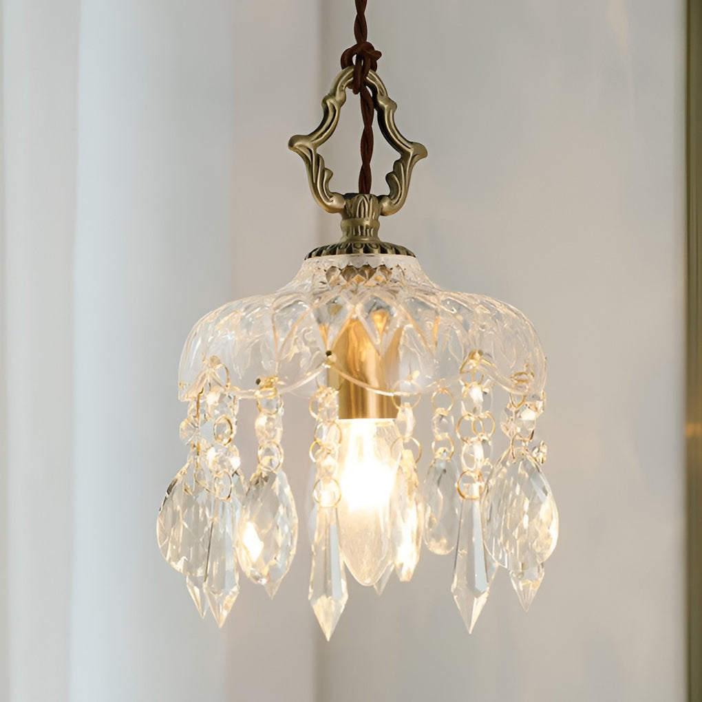 Retro Glass Crystal LED Gold Lights Chandelier