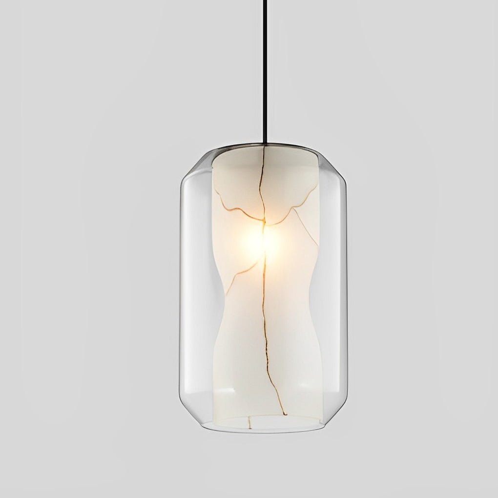 Double Glass Lampshade Metal Post-Modern Chandelier