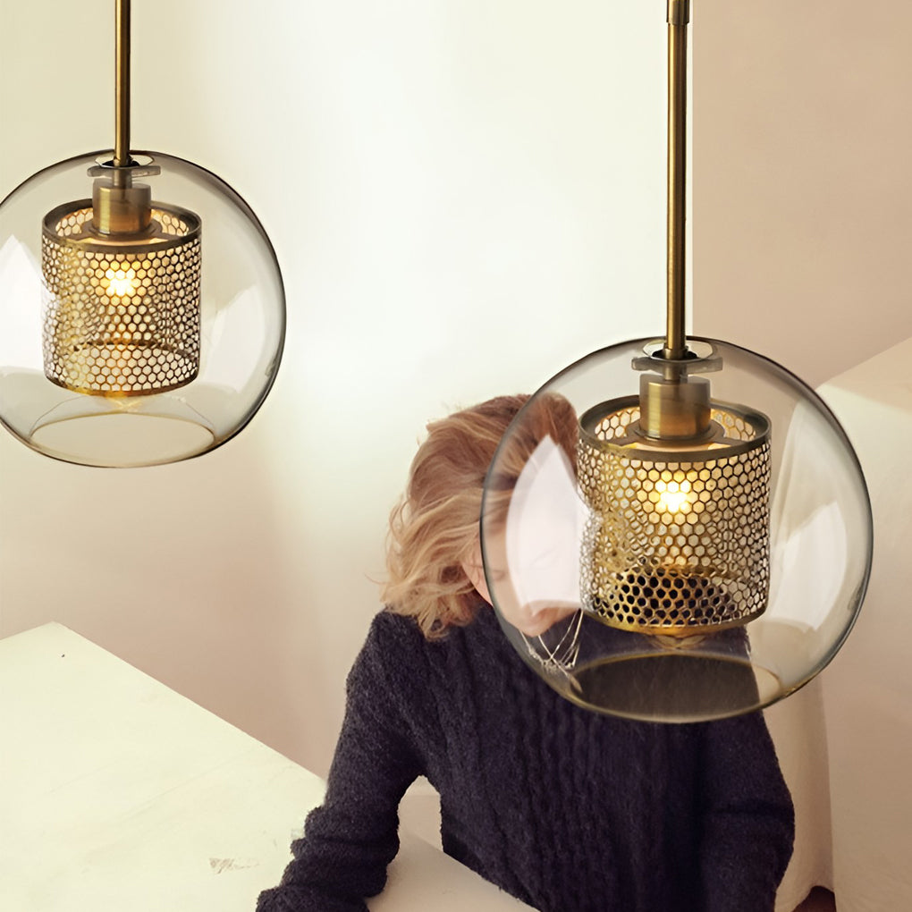 Minimalist Round Glass LED Industrial Light Chandelier