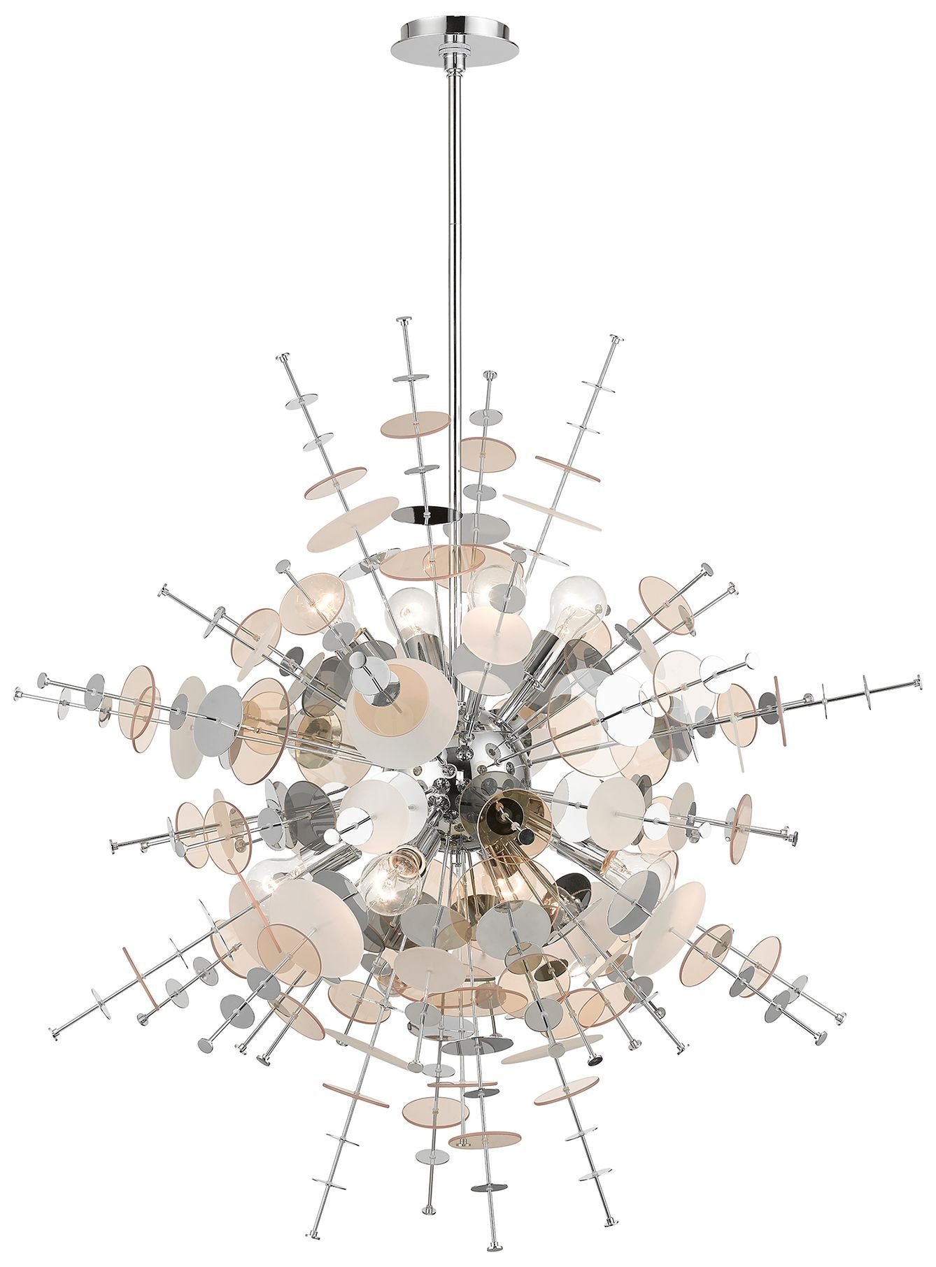 Eight-Light Polished Chrome Large Chandelier