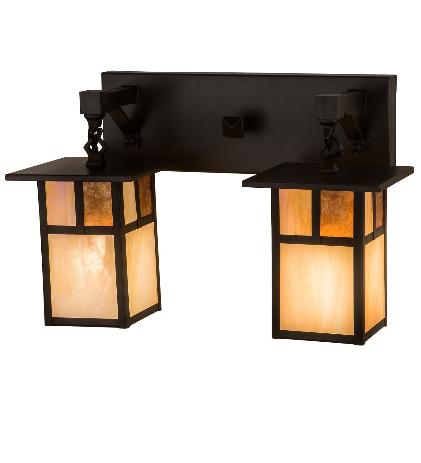 2-Light 11.00" Craftsman Brown Wall Sconce front view