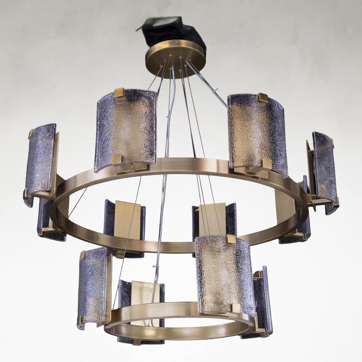 Claritas Series 12-Light 38-Inch Brass Two-Tier Chandelier Ceiling Fi x ture