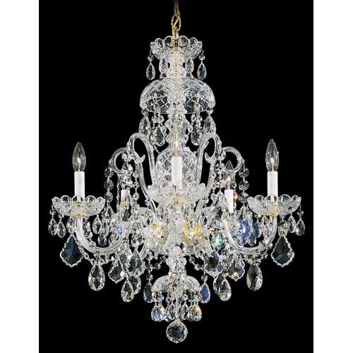 Olde World Gold Five-Light Crystal Swarovski Chandelier