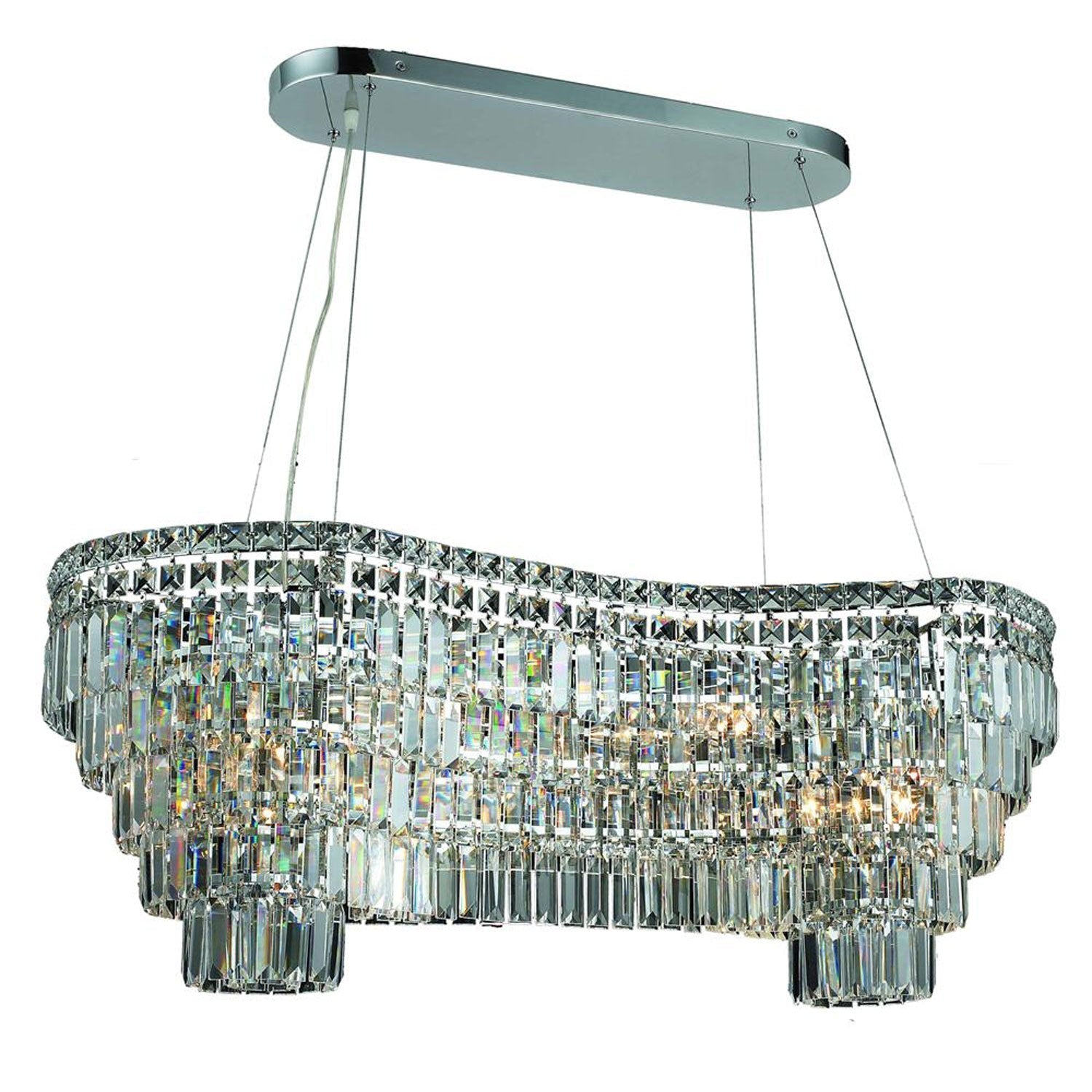 Chrome Fourteen-Light 16-Inch Island Pendant with Royal
