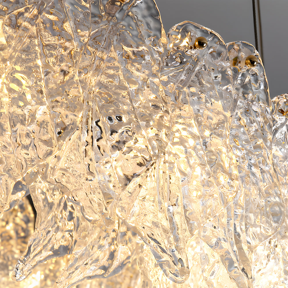 Handmade Leaf Glass Round 3 Step Dimming Chandelier