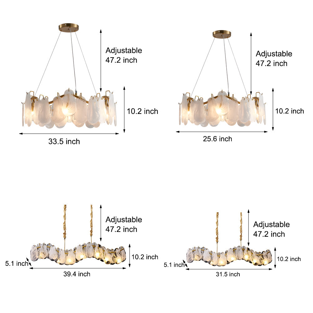 Round Long Wave Glass Clouds 3 Step Dimming Chandelier