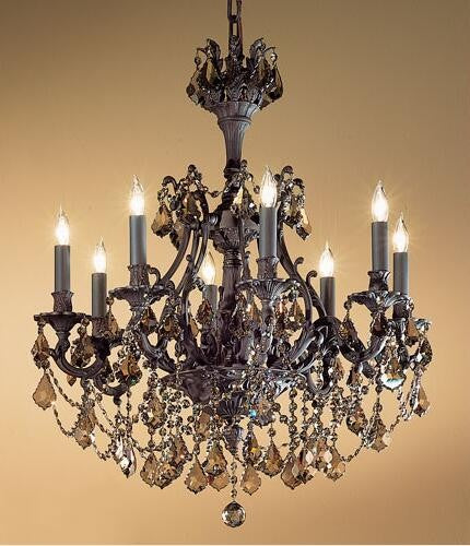 Bronze Eight-Light Chandelier with Strass Golden Teak