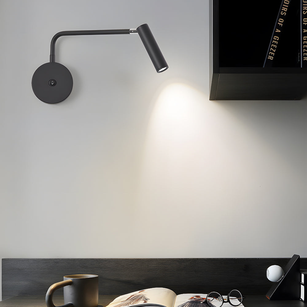 Black/White Tube LED Pivot Arm Wall Light, detail angle 4, Tianguang Select