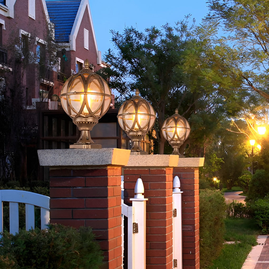 Round Glass E26 Waterproof European Post Caps Lights