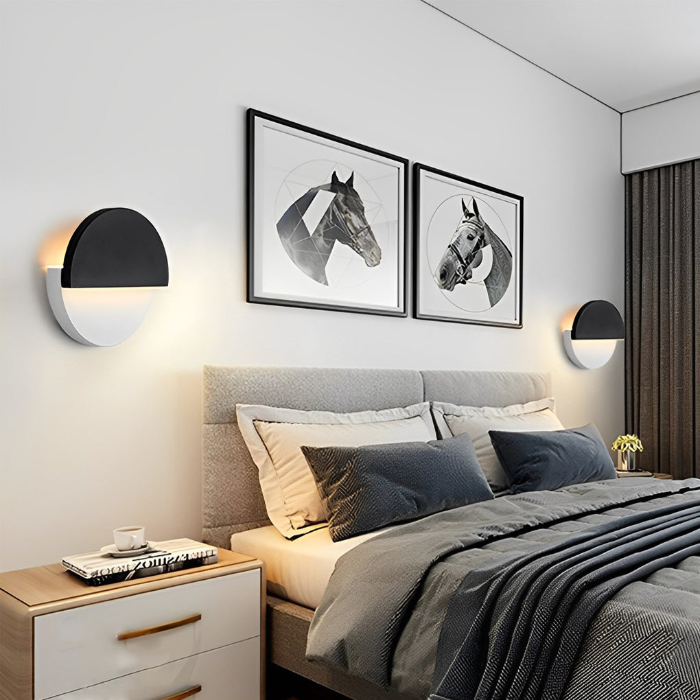 Creative Circular 350° Rotatable LED Black Nordic Wall Fixtures Lighting, Bedroom Wall Sconce, detail 7