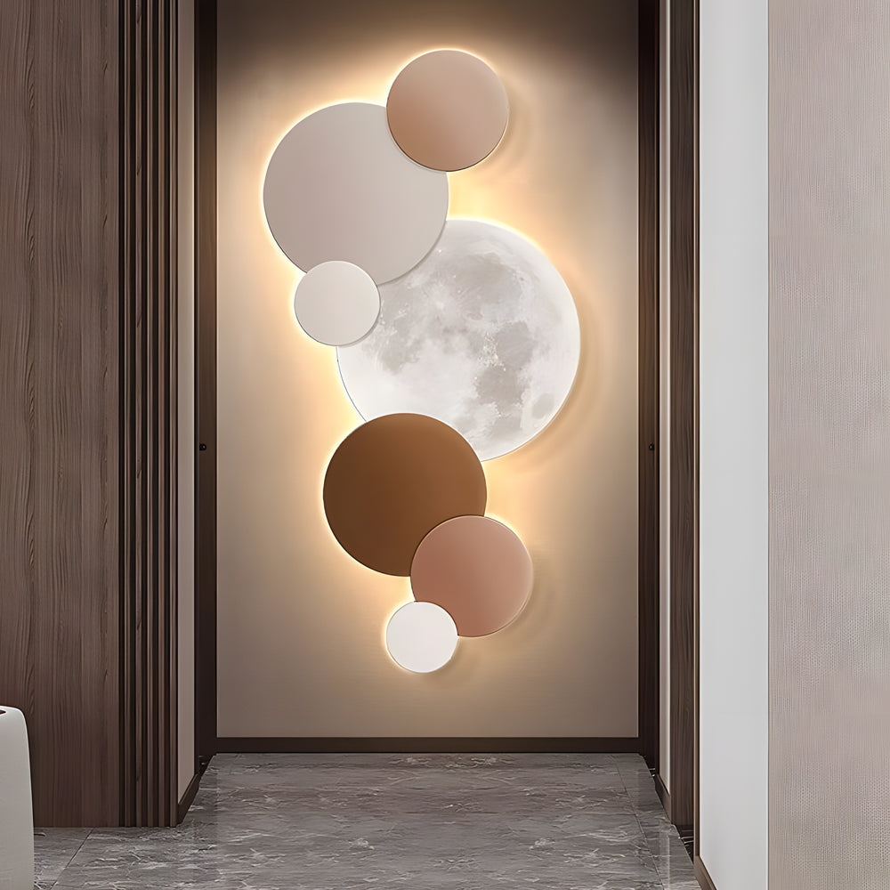 Lunar Glow Circular LED Wall Light, Bedroom Wall Sconce, detail 2