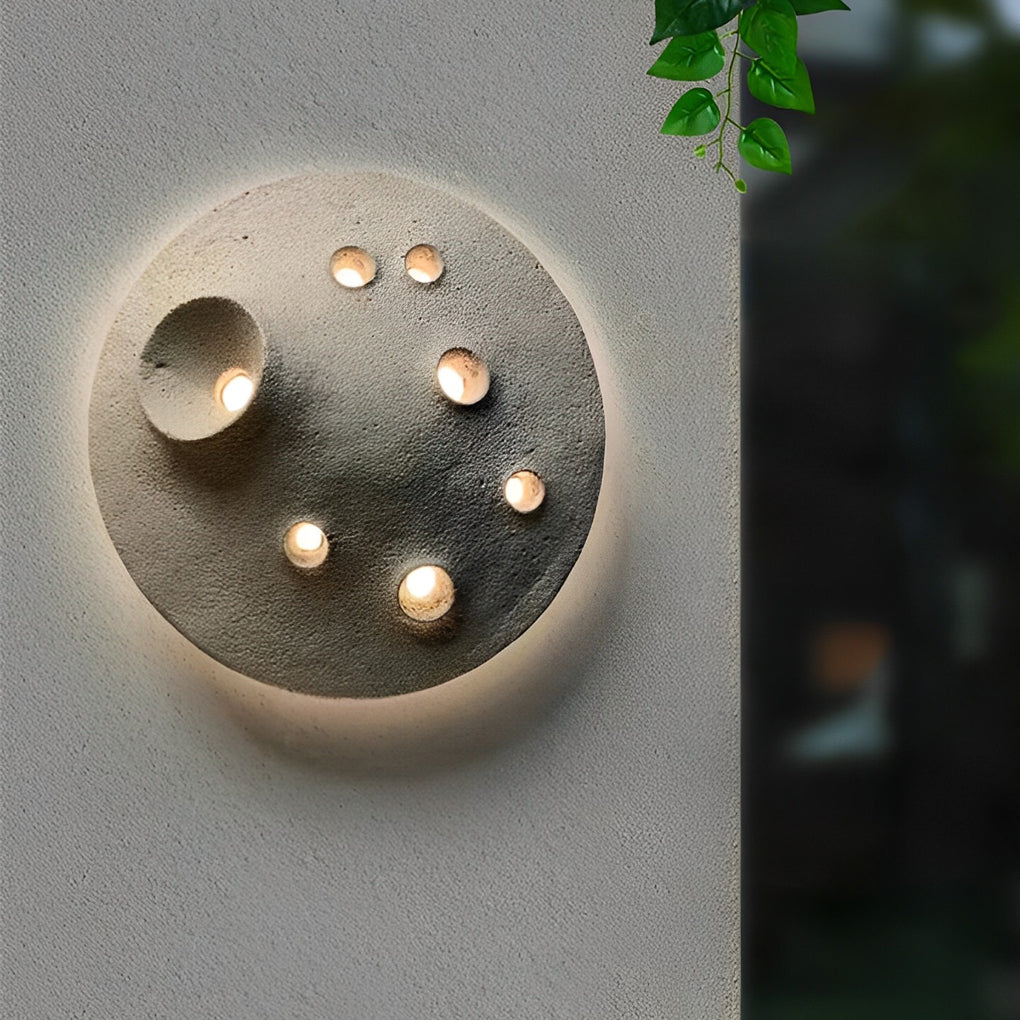 Circular Creative Cement Lunar Crater Waterproof LED Exterior Wall Light, Outdoor Wall Light, detail 7