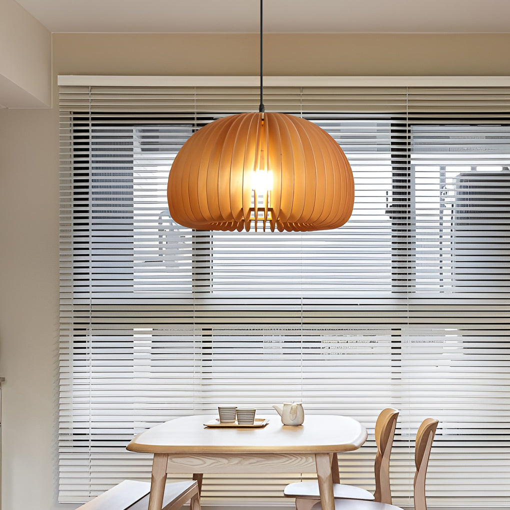 Wood Pumpkin-Shaped Retro Nordic Chandelier